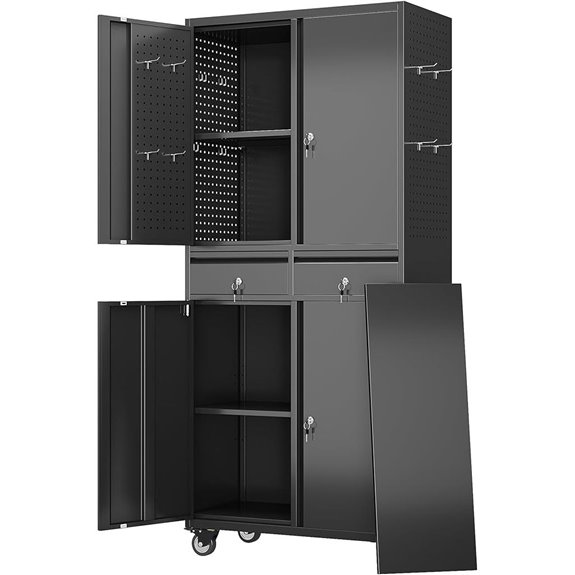 Garage Metal Storage Cabinet with Wheels and Shelves