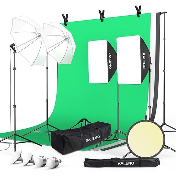 RALENO Photography Backdrop Kit with Lighting and Green Screen