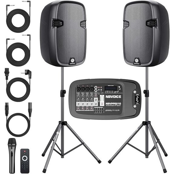 10 600W Portable PA System with Mixer and Bluetooth