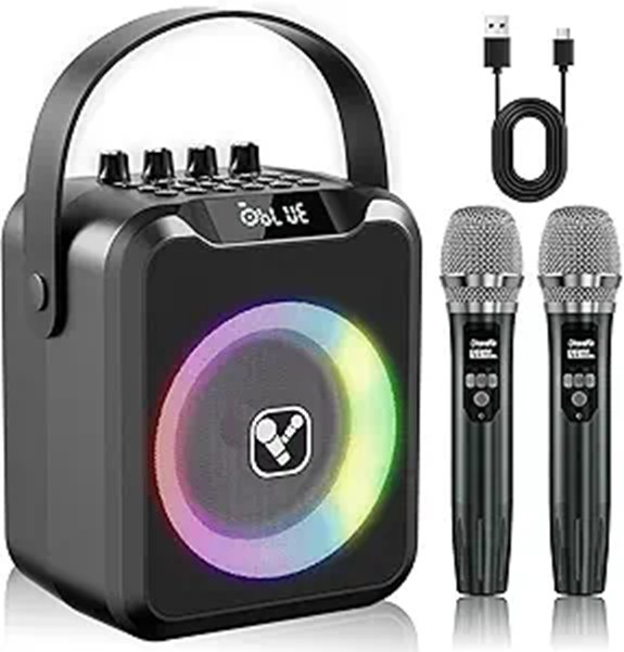 Portable Karaoke Machine with Microphones & Voice Changer