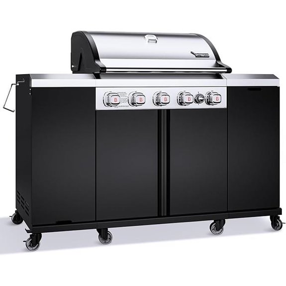 Man Propane Gas Grill Island with Storage and Side Burner