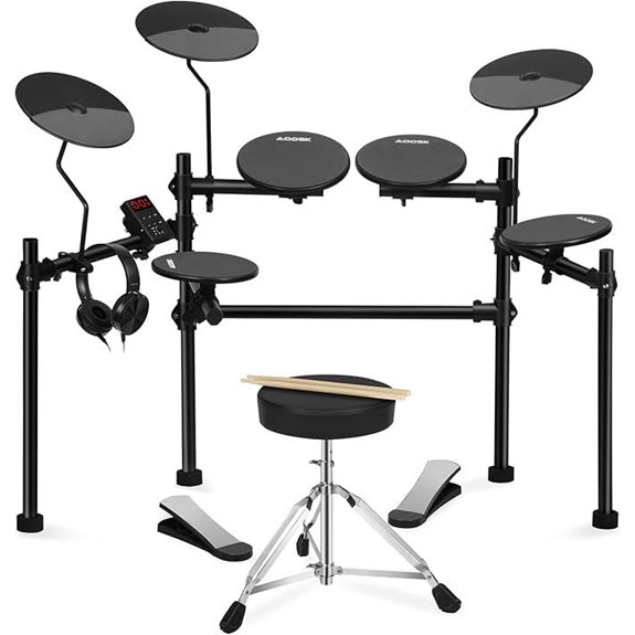 AODSK Electric Drum Set with 4 Quiet Pads