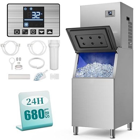 Commercial Ice Maker with 560L Storage Self-Cleaning