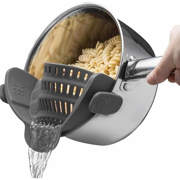 silicone clip on pasta strainer