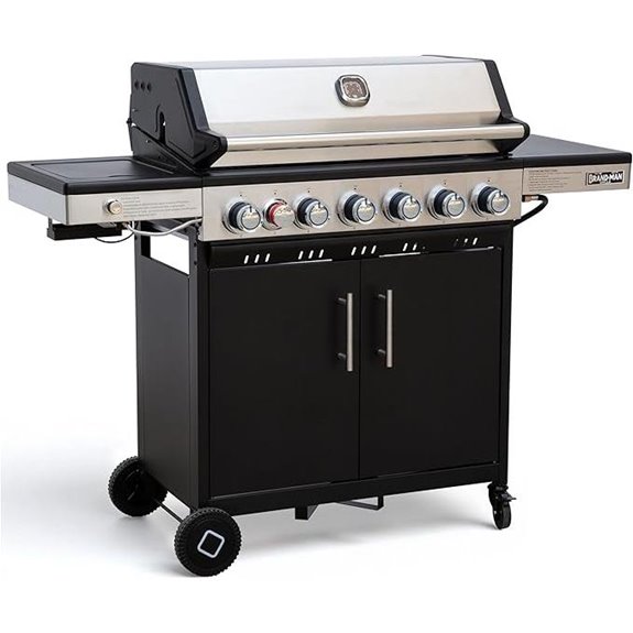 six burner grill with griddle
