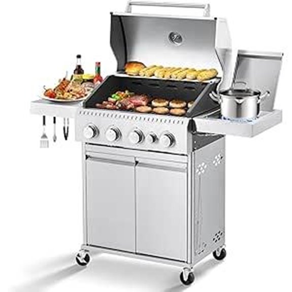 stainless steel four burner grill
