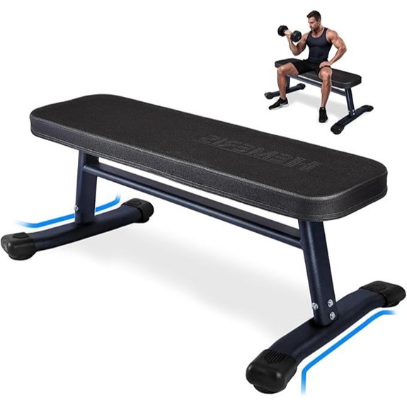thickly padded flat bench
