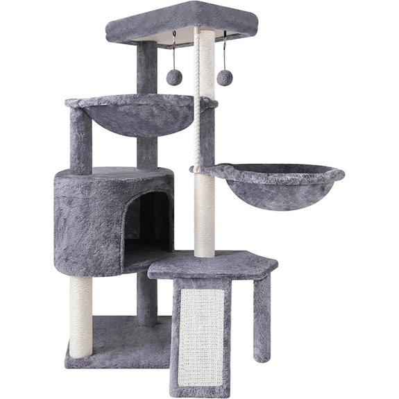 three layer grey cat tree