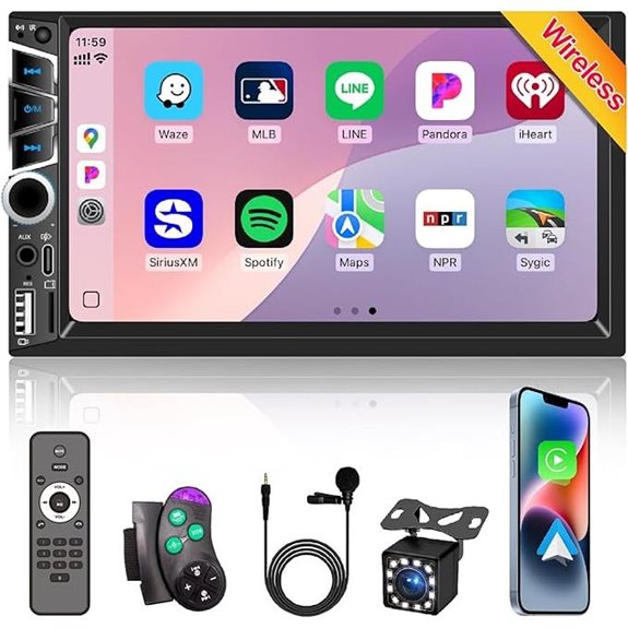 Wireless Apple Carplay Double Din Car Stereo with GPS