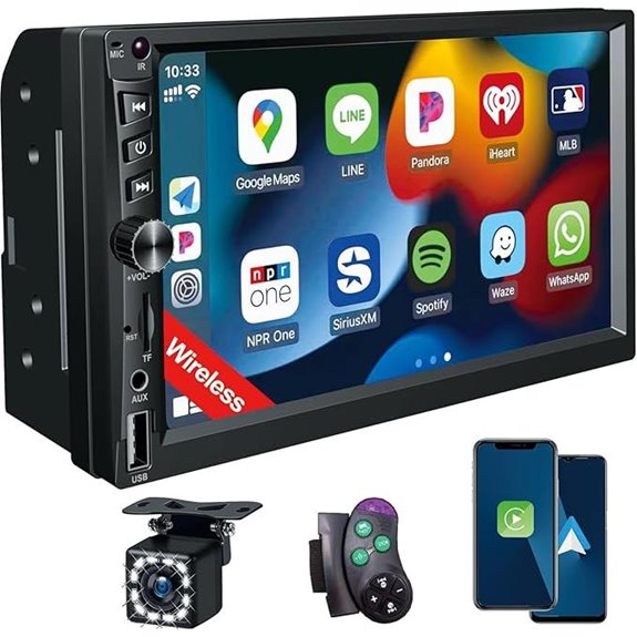 Wireless Double Din Car Stereo with Apple Carplay