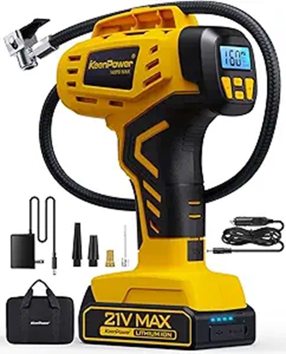 KeenPower Portable Tire Inflator with Rechargeable Battery