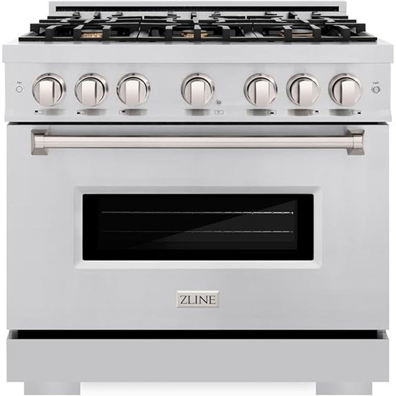 zline 36 inch dual fuel range