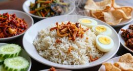 diverse indonesian rice dishes