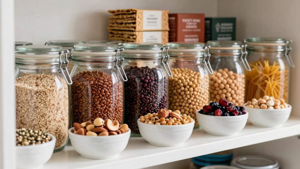 stock pantry with nutritious staples