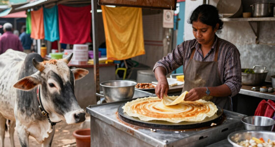 Dosa seller prepares Dosa for Cow that regularly visits his stall