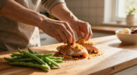 Georgina Hayden’s quick and easy recipe for panko chicken with green bean and cabbage salad with miso dressing | Quick and easy