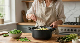 Rachel Roddy’s recipe for orzo with peas, broad beans, asparagus, parmesan and lemon | A kitchen in Rome