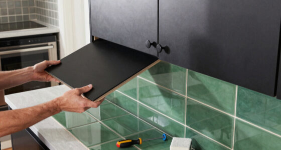 Black, Bold Cabinets And Dramatic Green Tiles Refresh This 2000S Kitchen