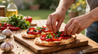 Crostone Di Pane Con Peperoni, Aglio E Prezzemolo